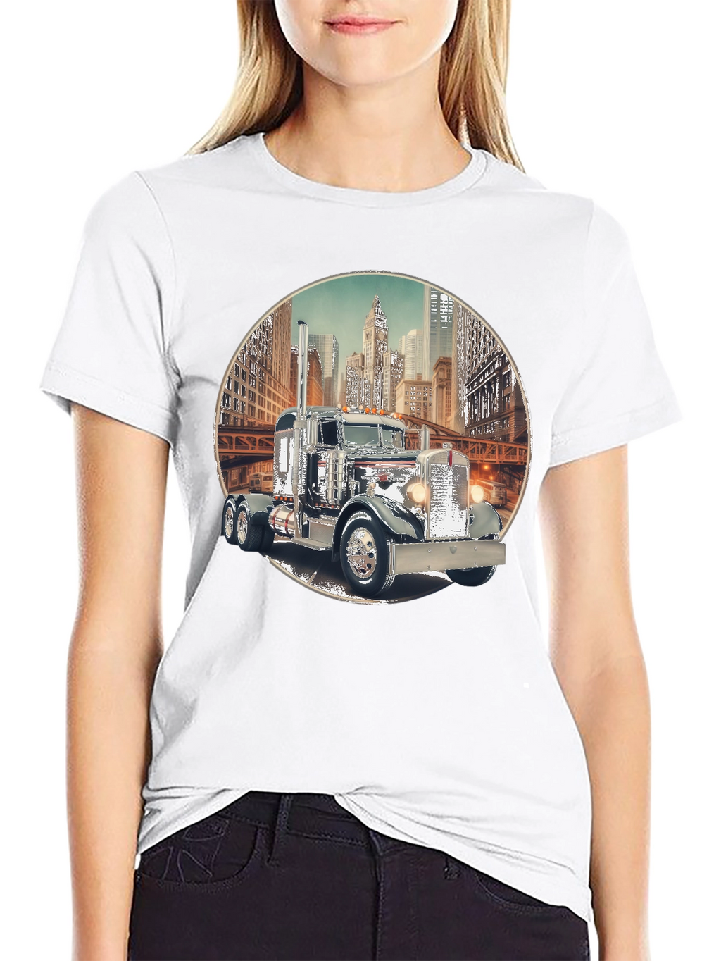 Classic Truck Cityscape Graphic Tee