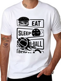 Eat Sleep B-Ball Repeat Mens Black Graphic Tee