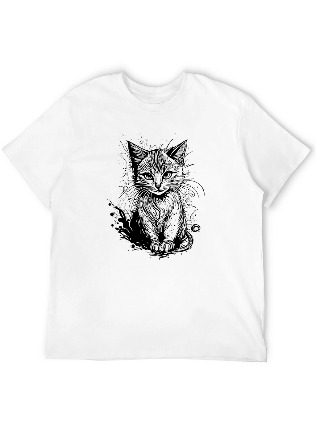 Black Cat Sketch T-Shirt - Stylish Graphic Tee