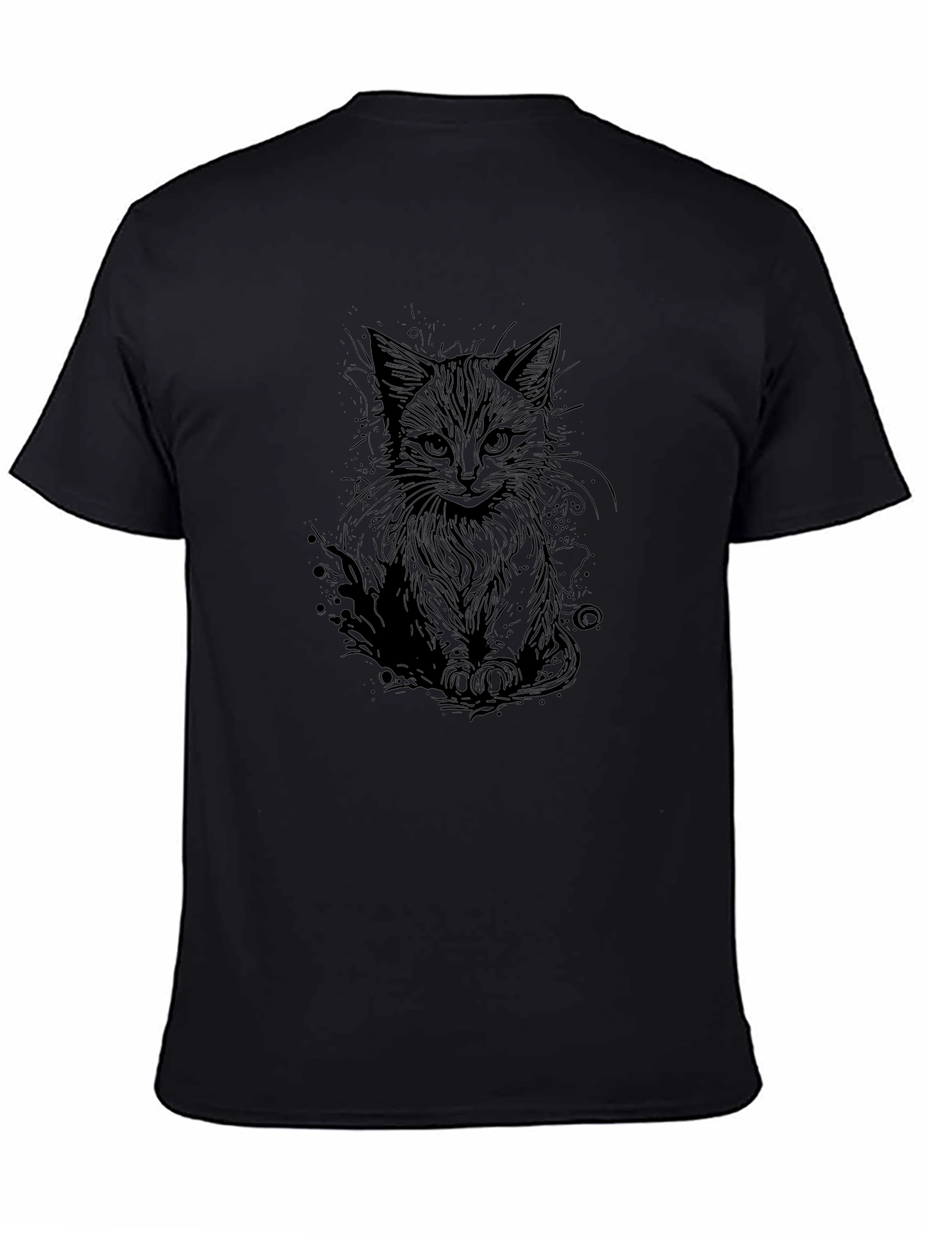 Black Cat Sketch T-Shirt - Stylish Graphic Tee
