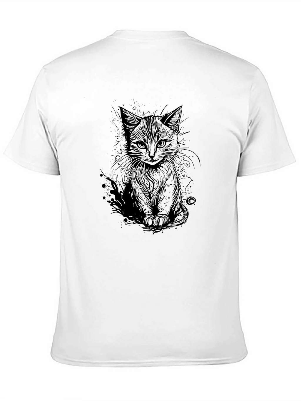Black Cat Sketch T-Shirt - Stylish Graphic Tee