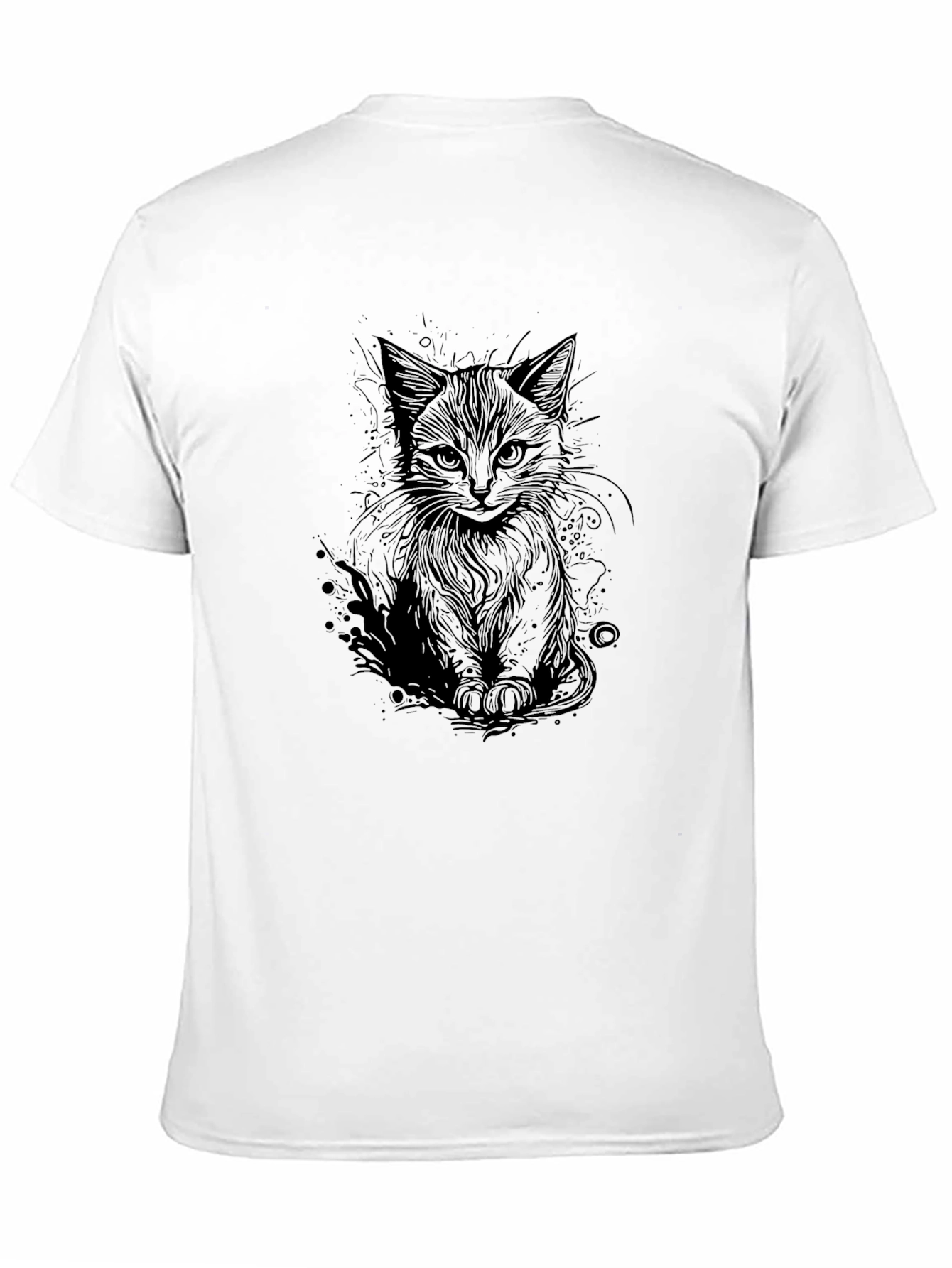 Black Cat Sketch T-Shirt - Stylish Graphic Tee
