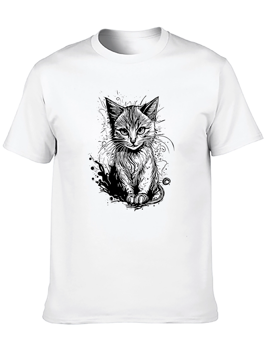 Black Cat Sketch T-Shirt - Stylish Graphic Tee