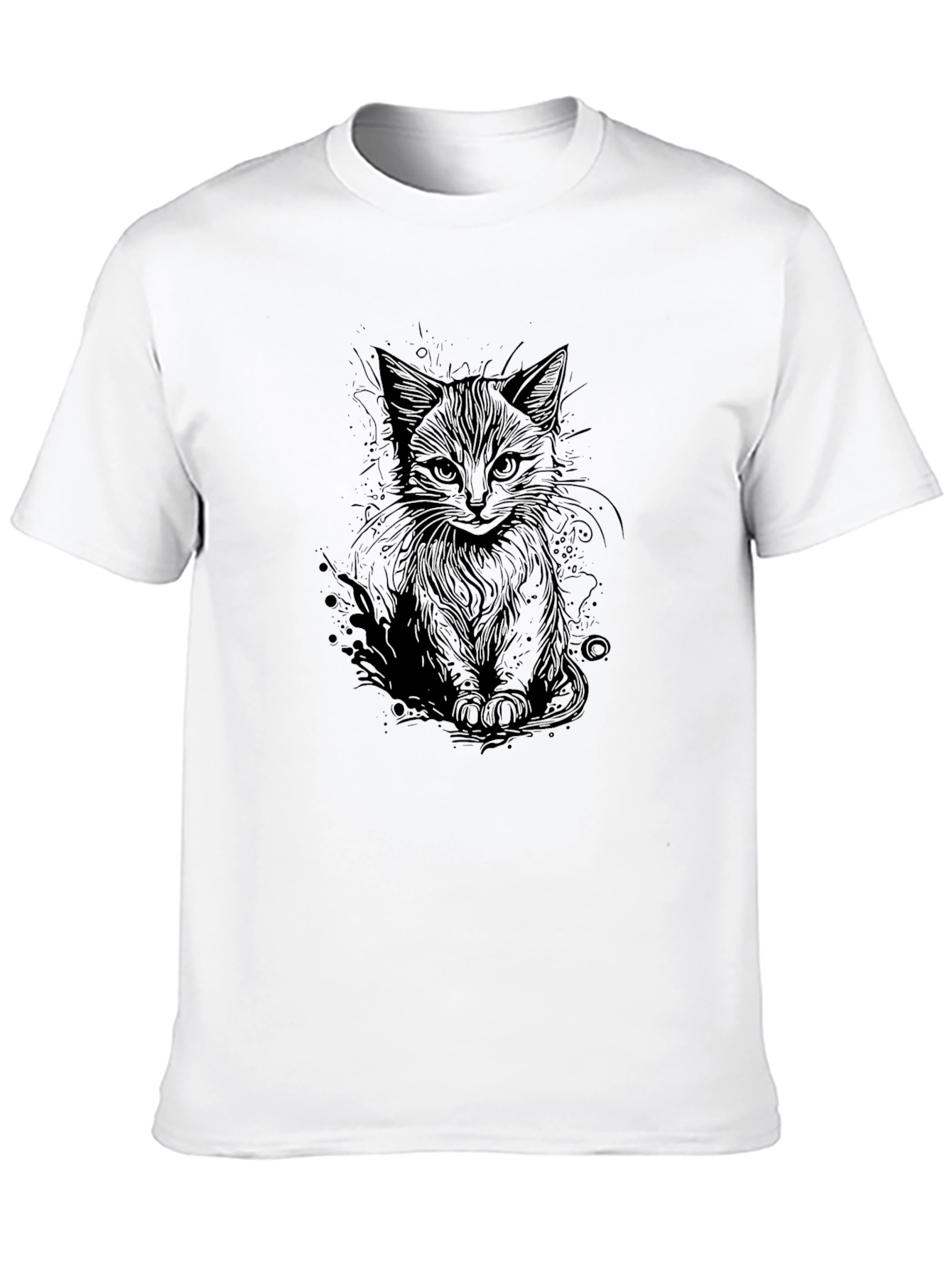 Black Cat Sketch T-Shirt - Stylish Graphic Tee