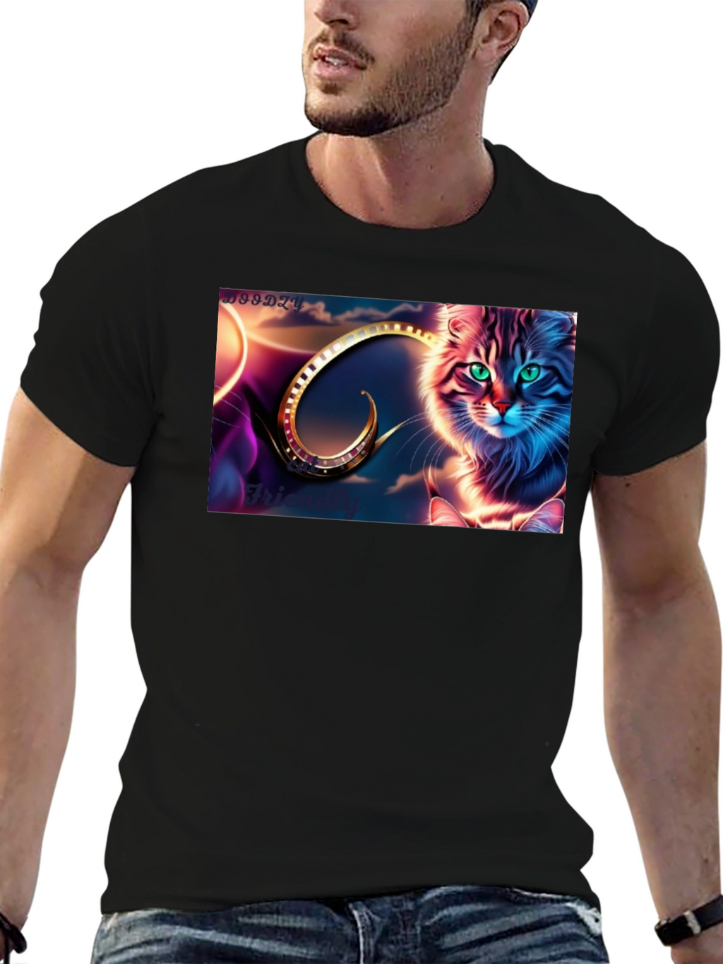 Fantasy Cat Graphic Tee - Unique Design Soft Cotton