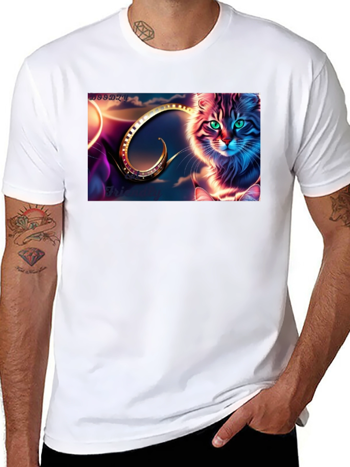 Fantasy Cat Graphic Tee - Unique Design Soft Cotton