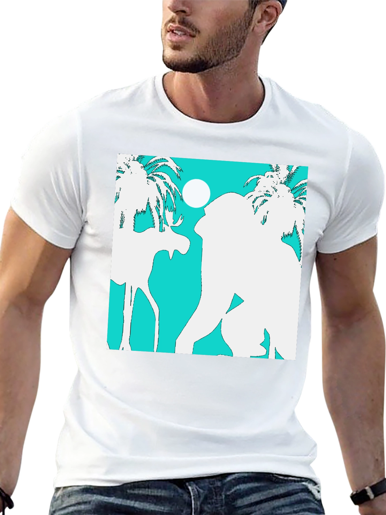 Retro Tropical Silhouette Graphic T-Shirt