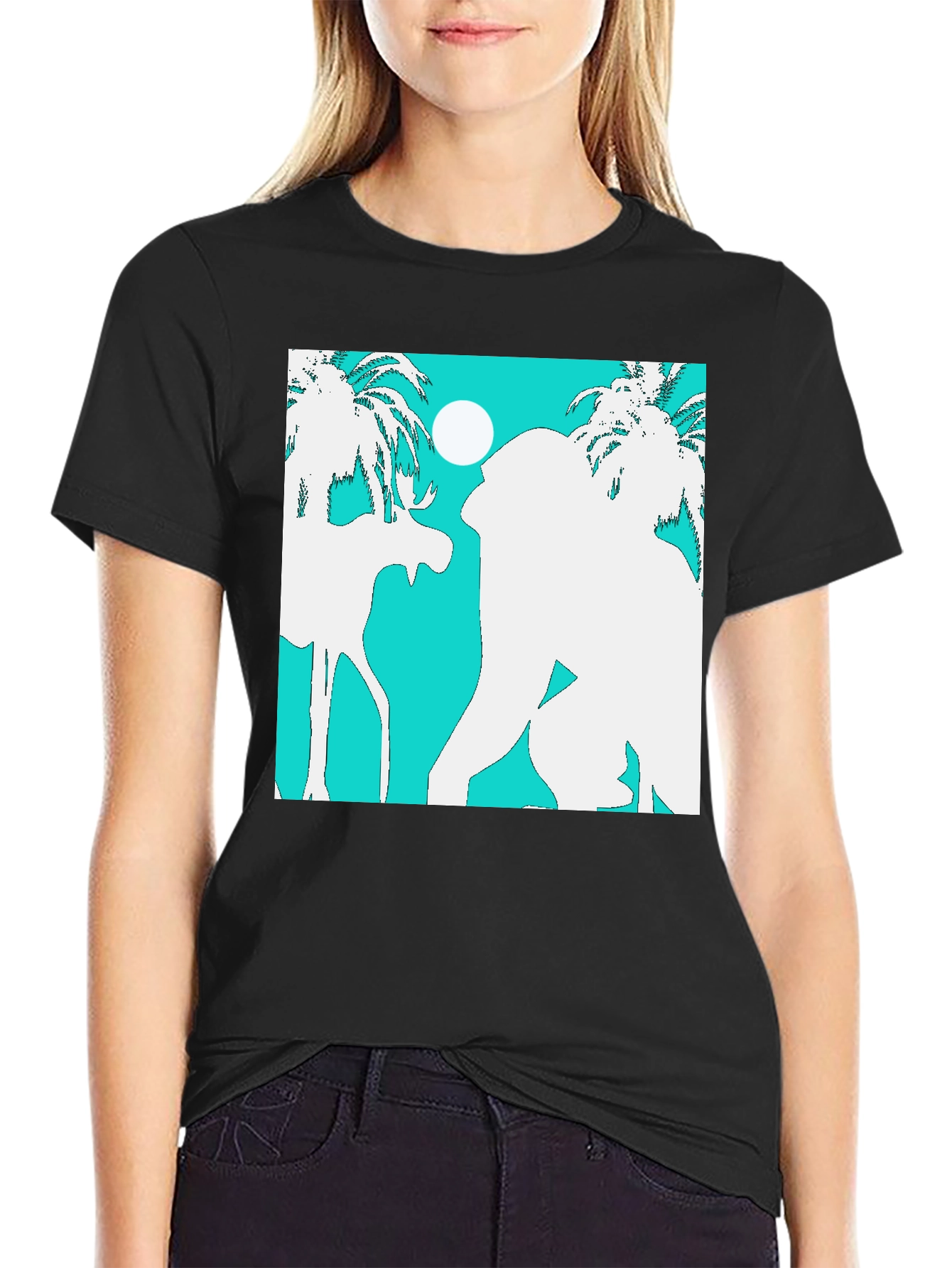 Retro Tropical Silhouette Graphic T-Shirt
