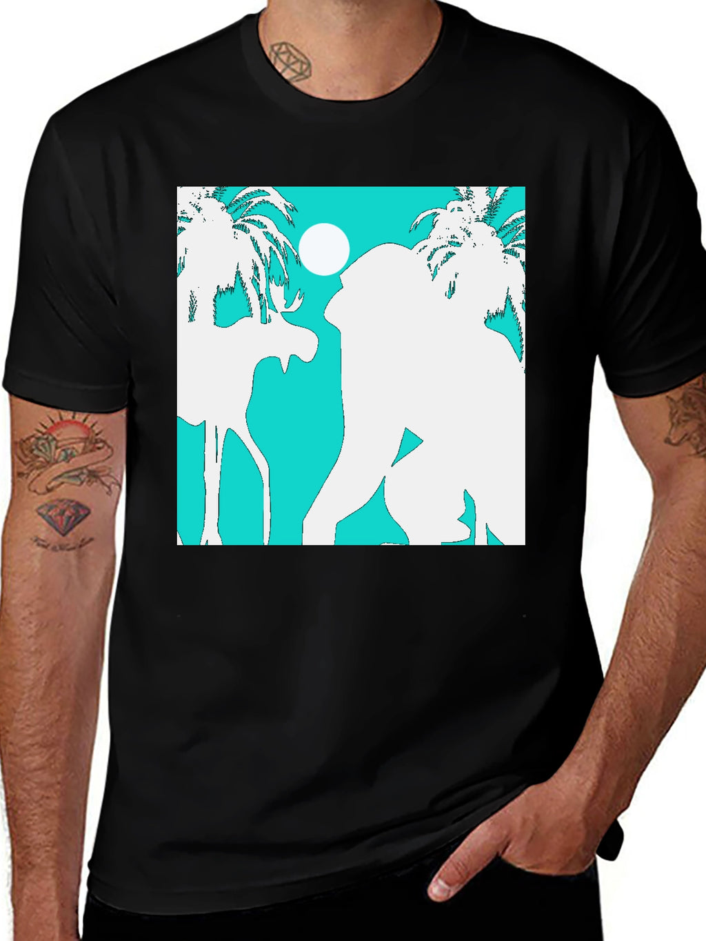 Retro Tropical Silhouette Graphic T-Shirt