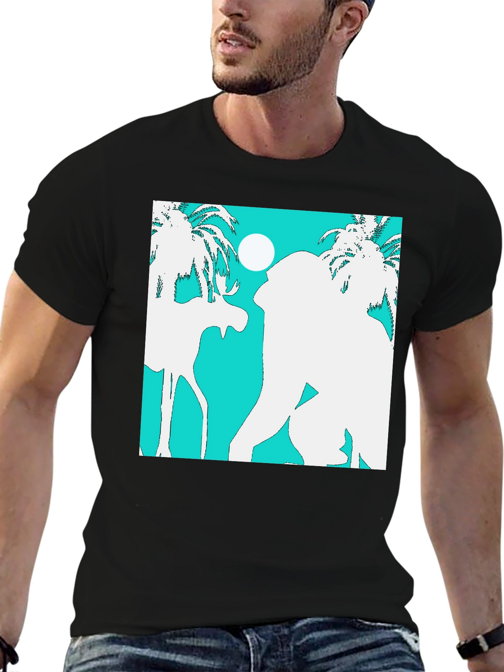 Retro Tropical Silhouette Graphic T-Shirt