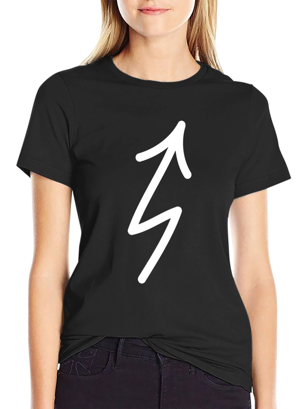 Black T-Shirt with White Arrow Design