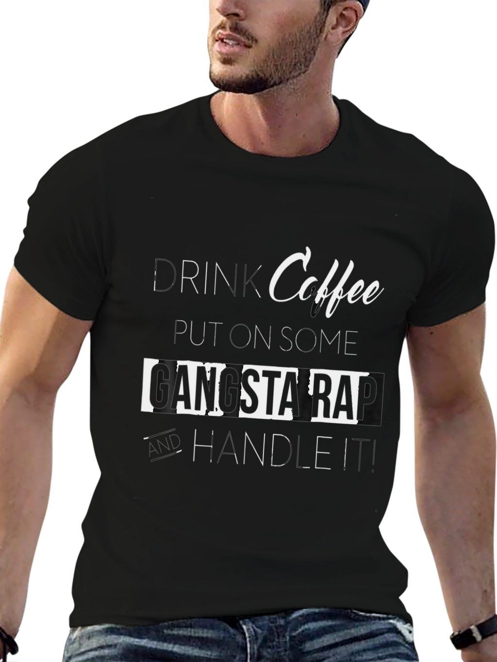 Coffee Gangsta Rap T-Shirt - Black