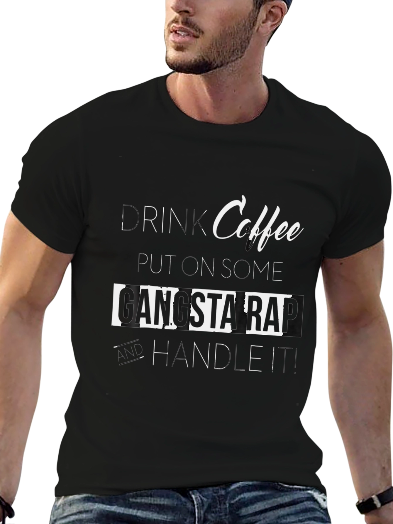 Coffee Gangsta Rap T-Shirt - Black
