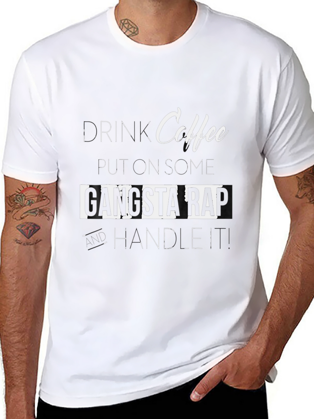 Coffee Gangsta Rap T-Shirt - Black