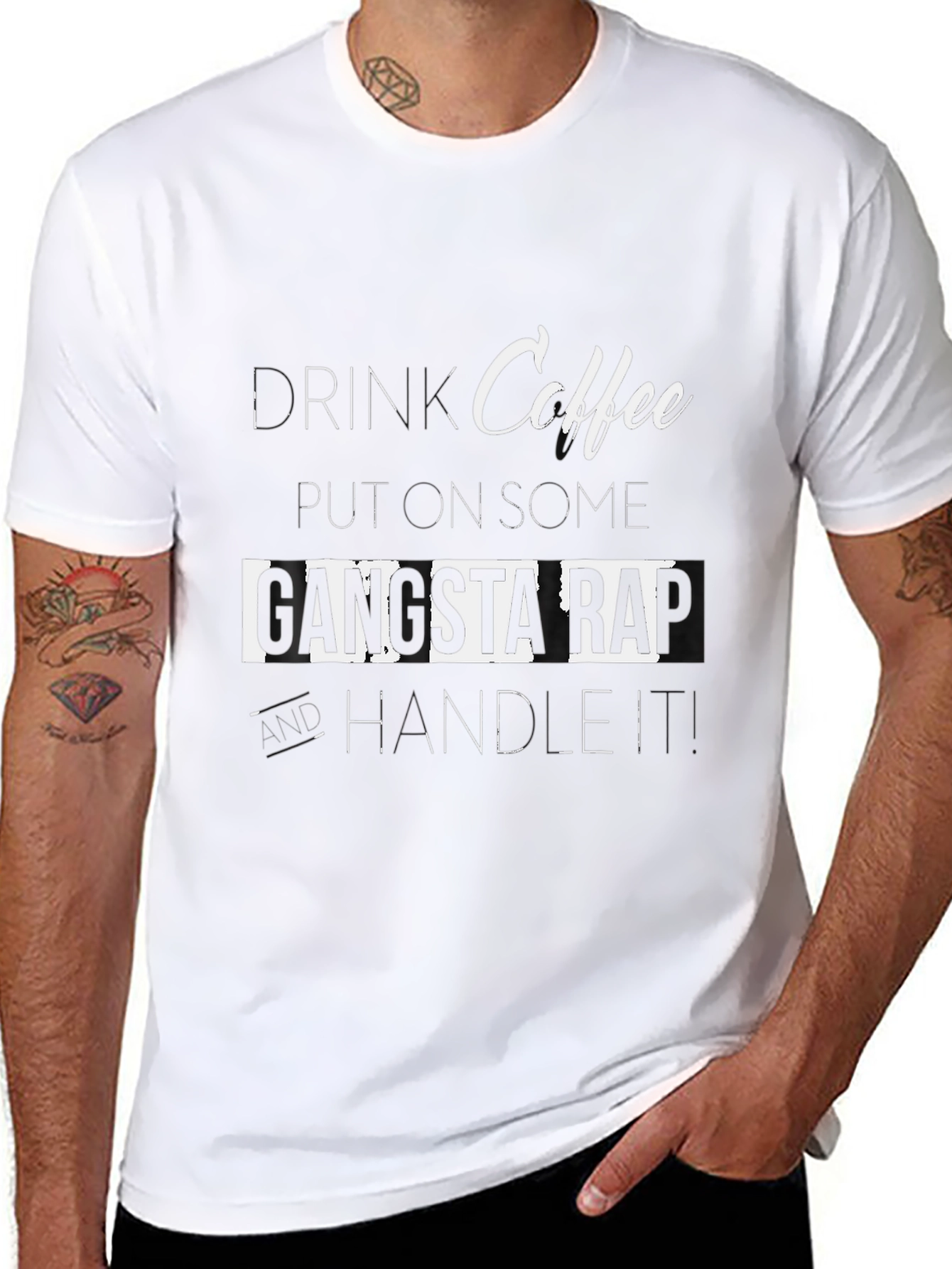 Coffee Gangsta Rap T-Shirt - Black