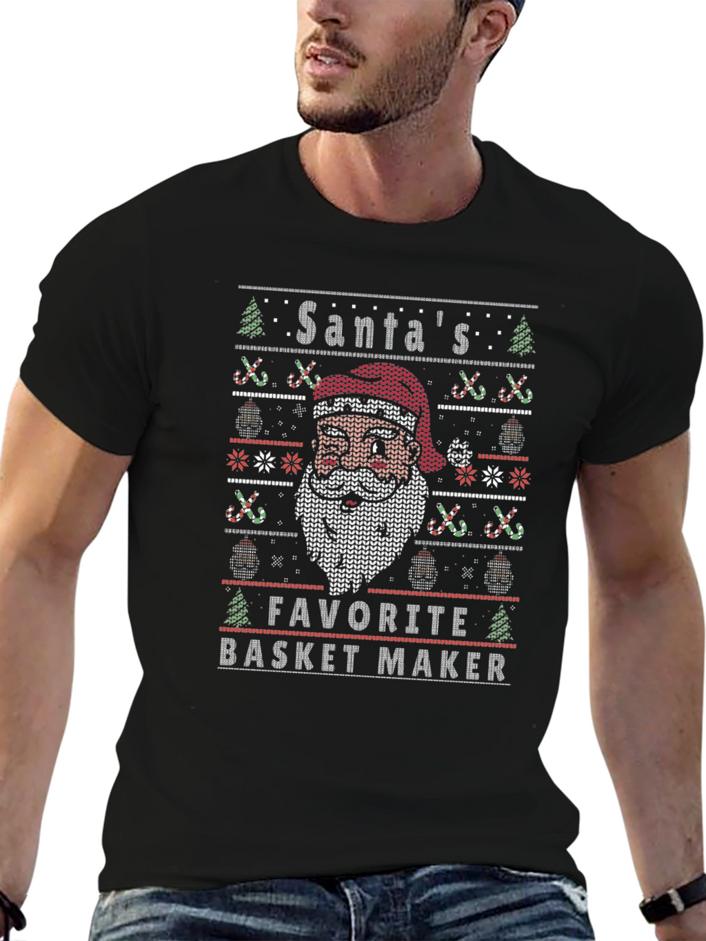Santas Favorite Basket Maker Black T-Shirt
