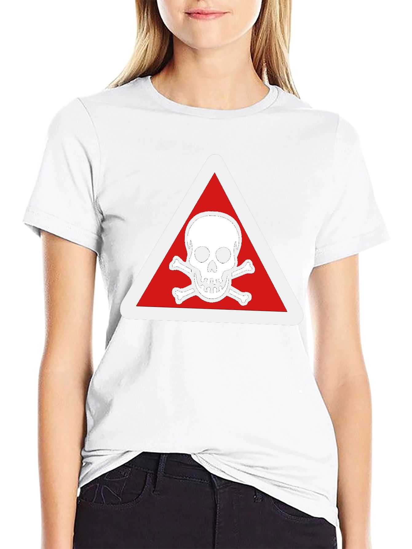 Skull & Crossbones T-Shirt - Red Triangle Design