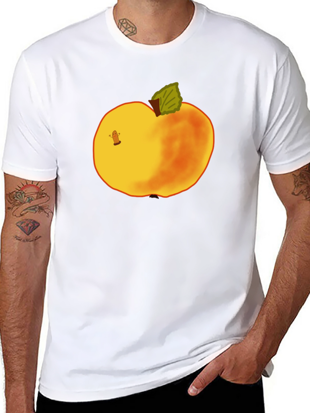 Whimsical Apple Graphic Tee - Unique Fruit Design