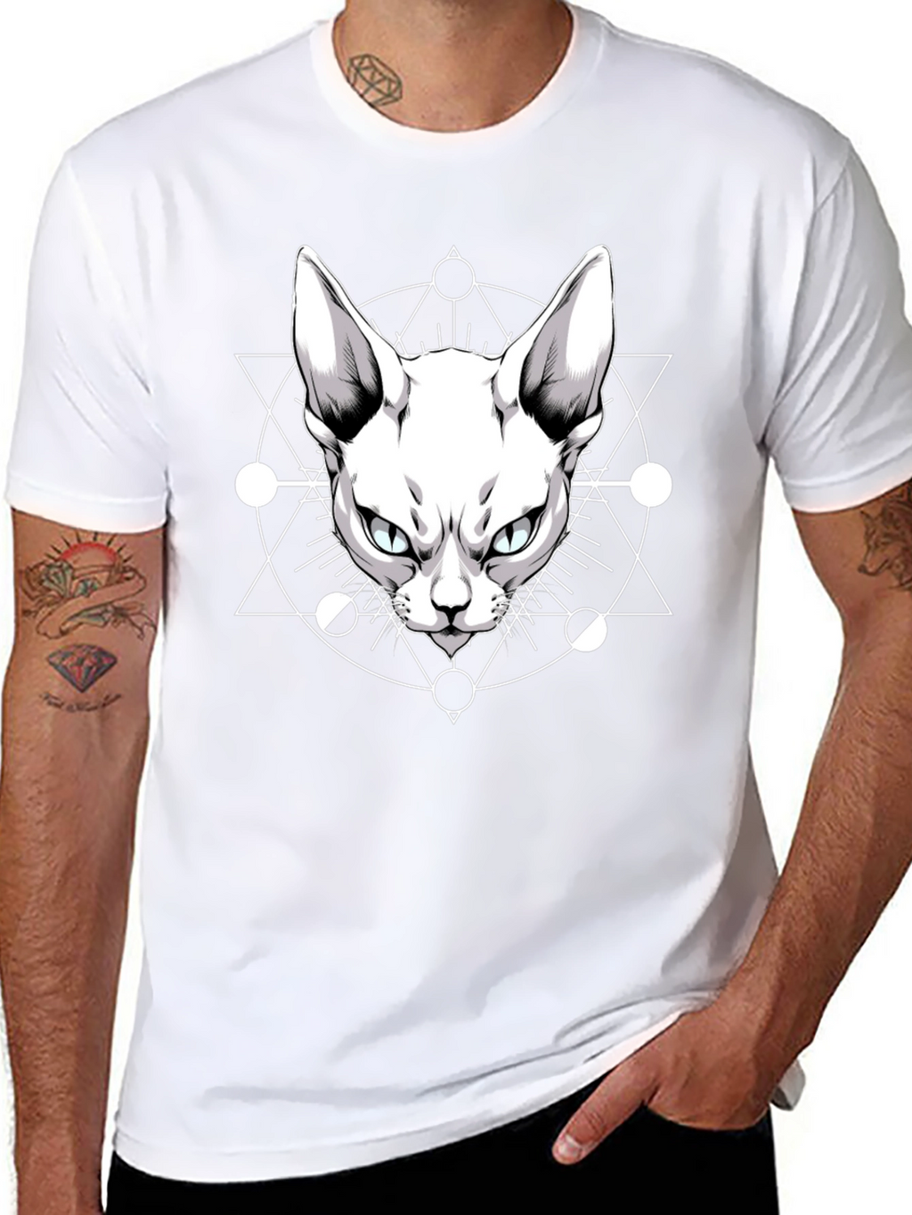 Occult Cat Graphic Tee - Mens Black T-Shirt