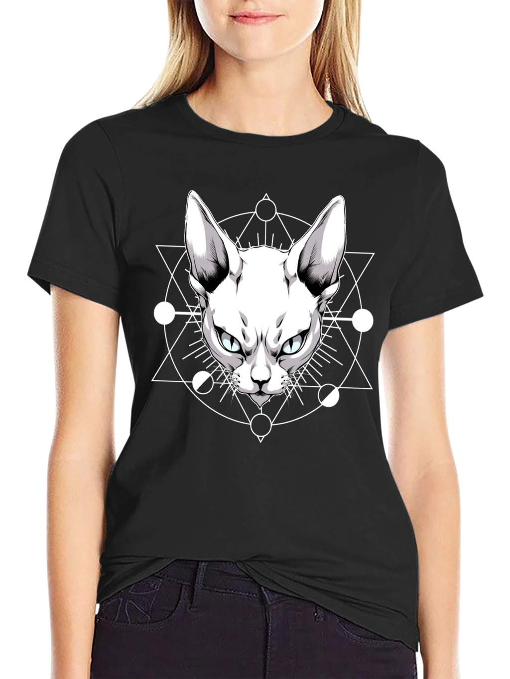 Occult Cat Graphic Tee - Mens Black T-Shirt