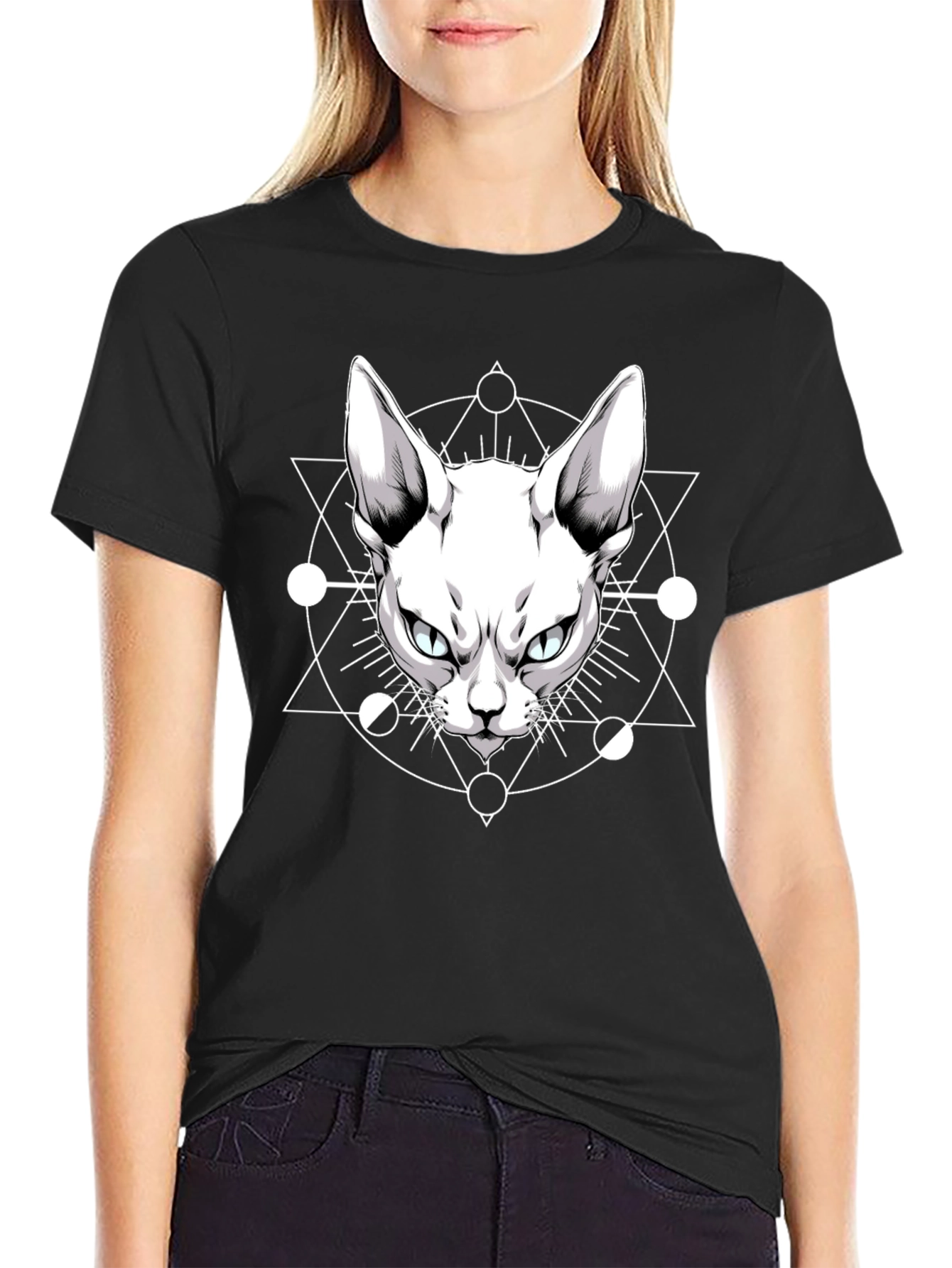 Occult Cat Graphic Tee - Mens Black T-Shirt