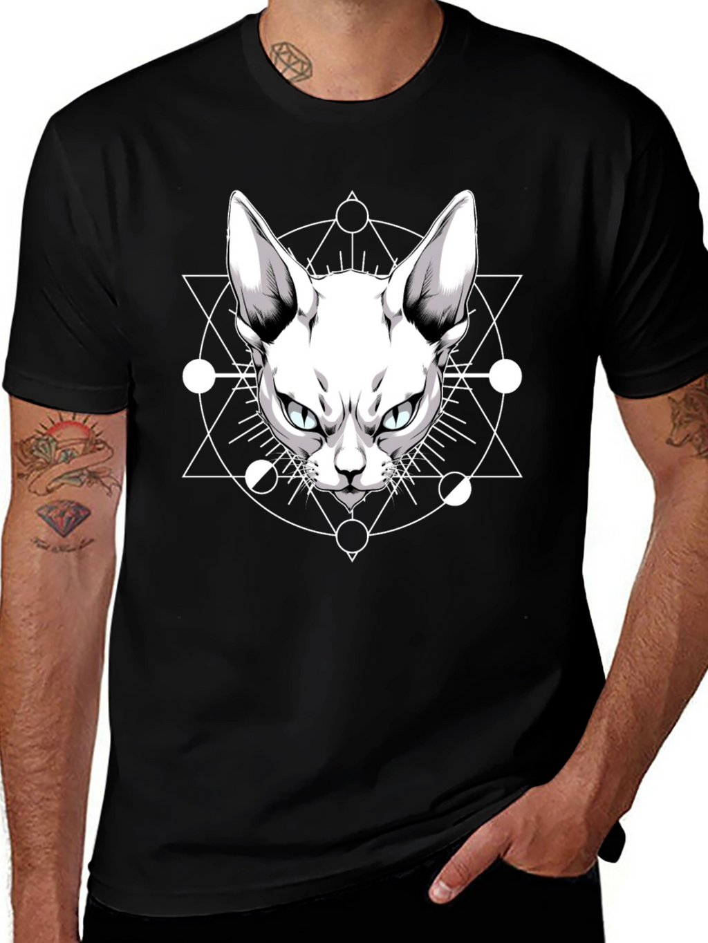 Occult Cat Graphic Tee - Mens Black T-Shirt