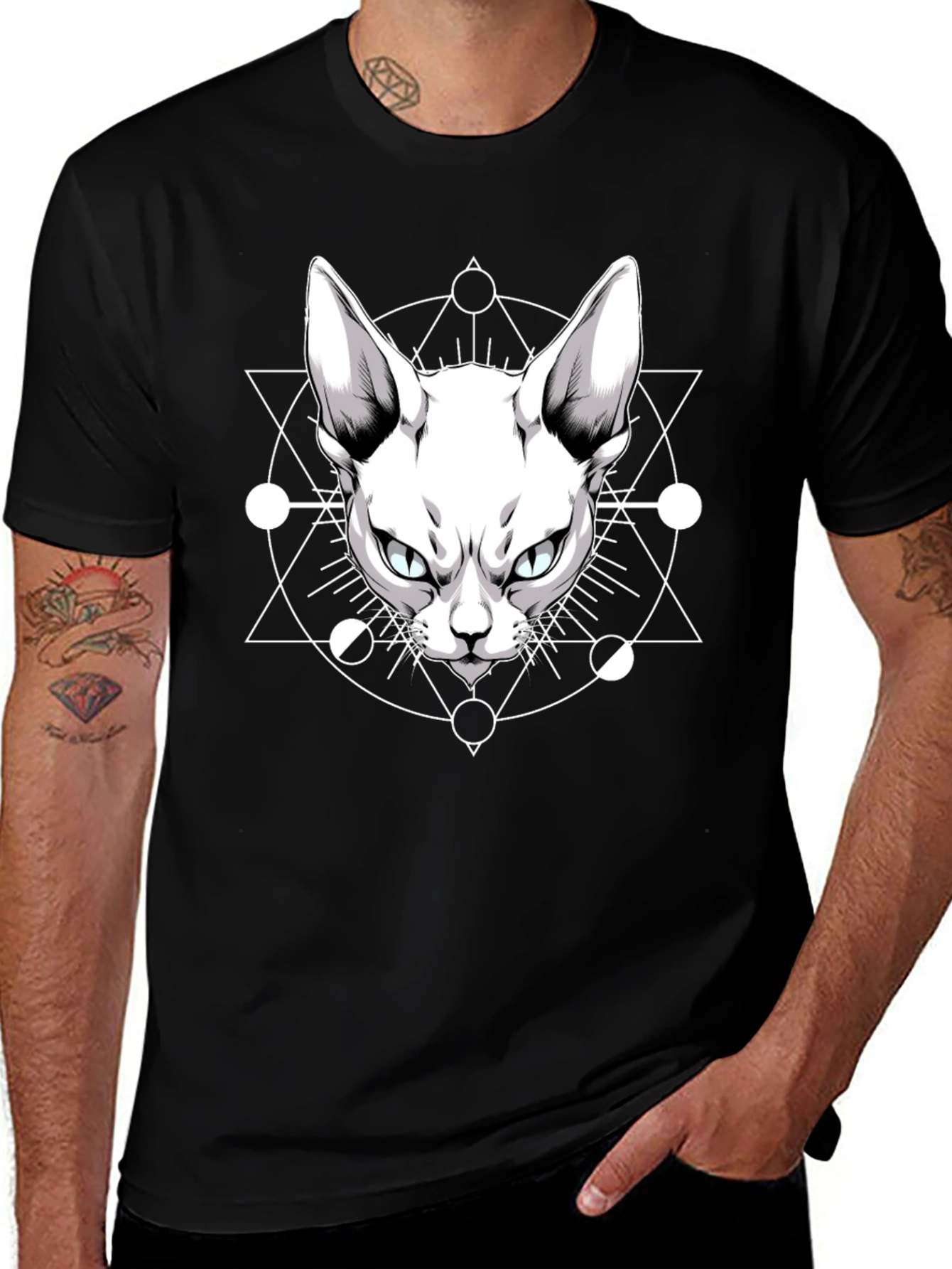 Occult Cat Graphic Tee - Mens Black T-Shirt