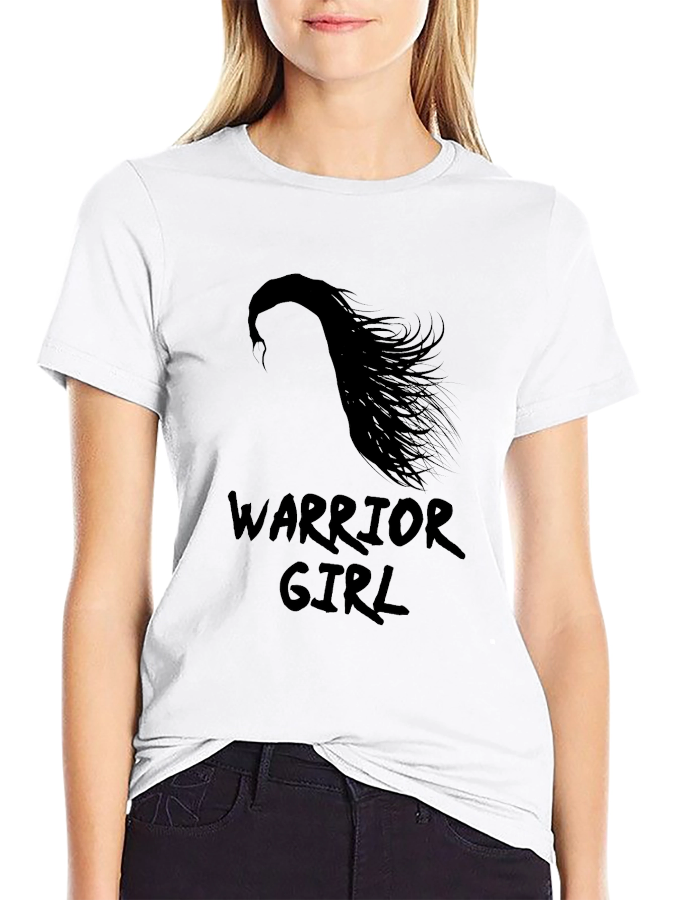 Warrior Girl Black Graphic T-Shirt