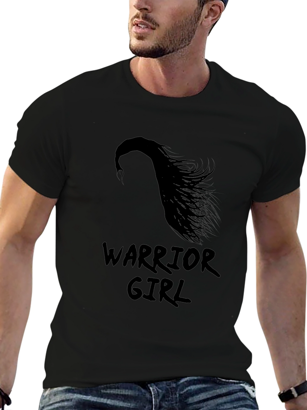 Warrior Girl Black Graphic T-Shirt
