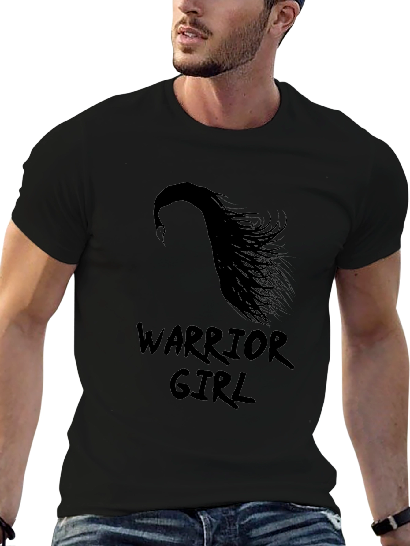 Warrior Girl Black Graphic T-Shirt