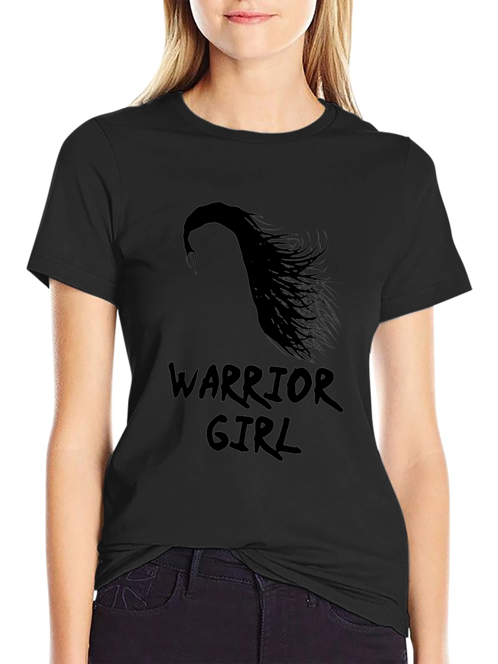 Warrior Girl Black Graphic T-Shirt