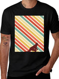 Retro Striped Runner Graphic Tee - Black