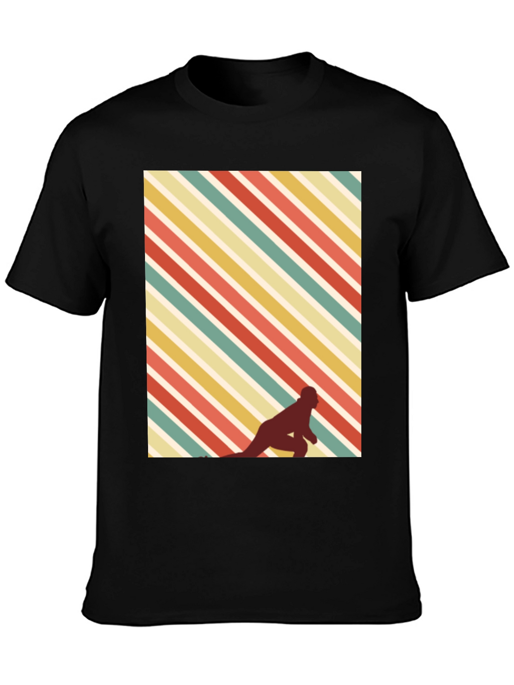Retro Striped Runner Graphic Tee - Black