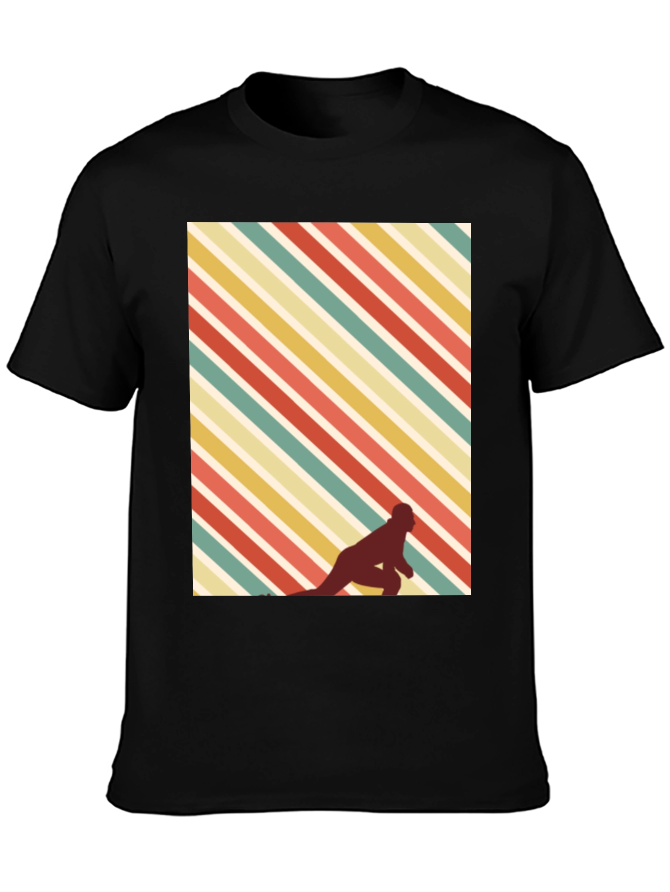 Retro Striped Runner Graphic Tee - Black