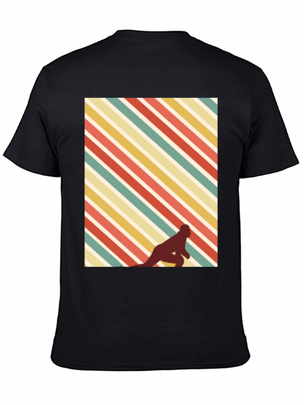 Retro Striped Runner Graphic Tee - Black
