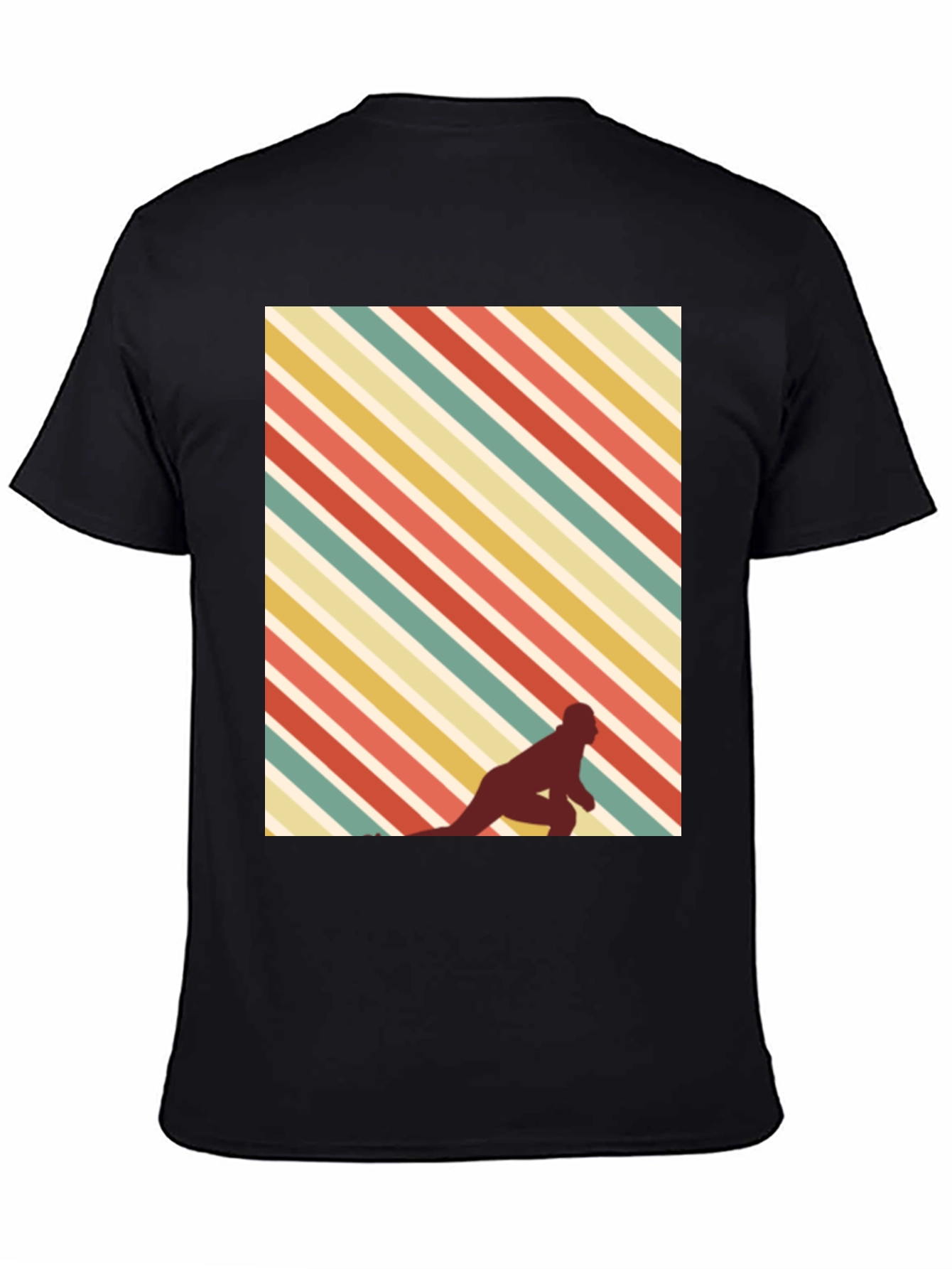 Retro Striped Runner Graphic Tee - Black