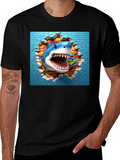 Shark Breaking Through Wall Graphic Tee