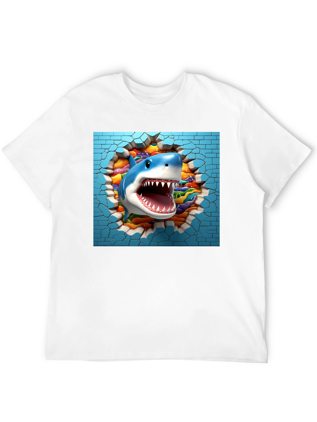 Shark Breaking Through Wall Graphic Tee