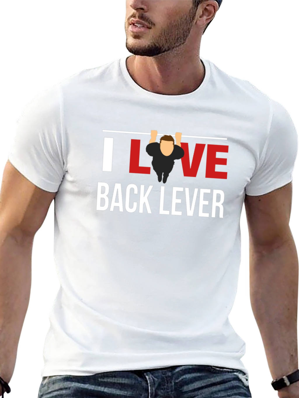 I Love Back Lever Black T-Shirt Gym Workout