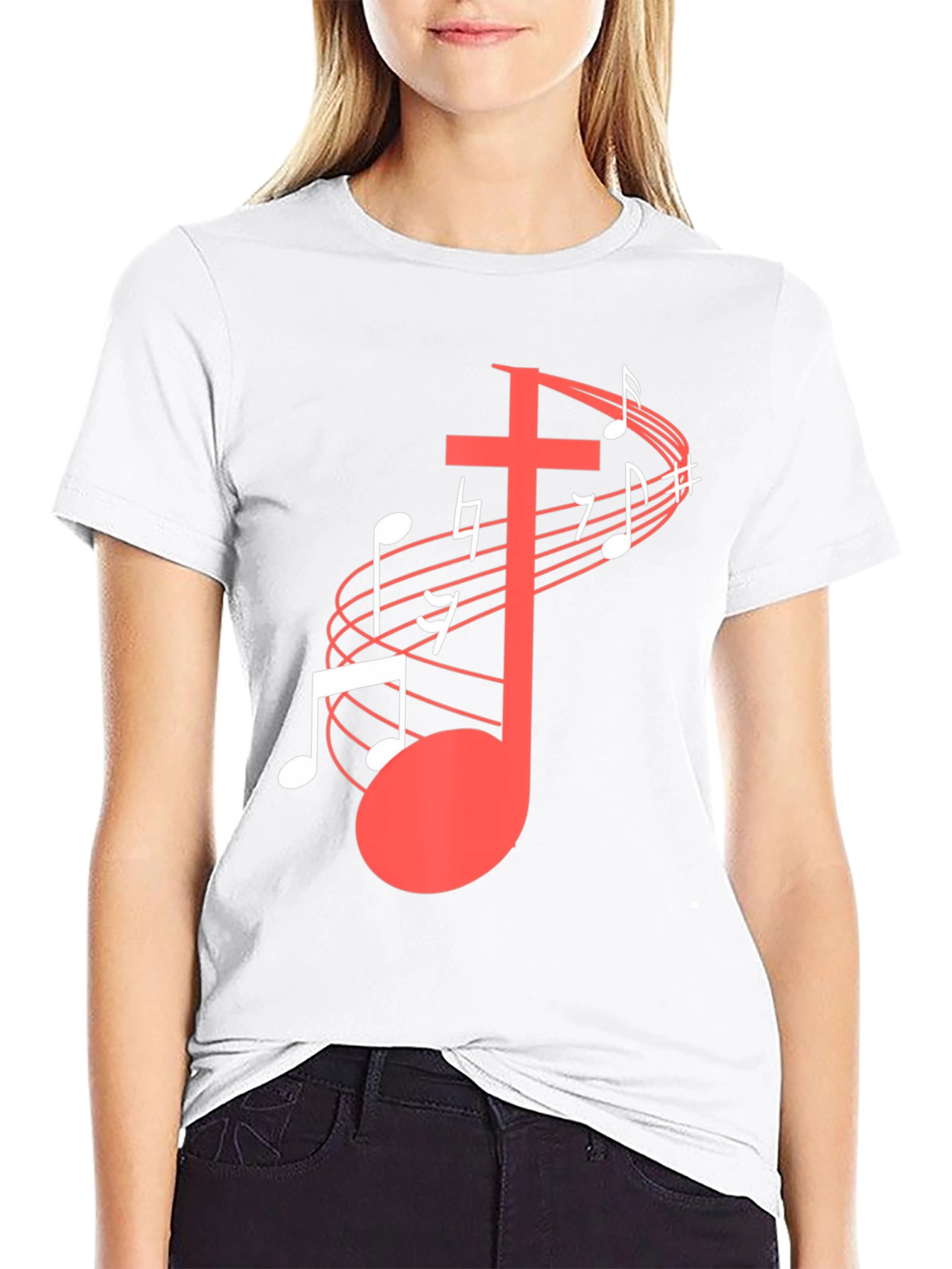 Musical Cross Graphic Tee - Black Cotton Blend