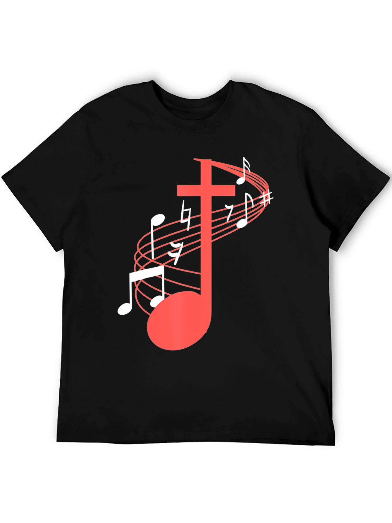 Musical Cross Graphic Tee - Black Cotton Blend