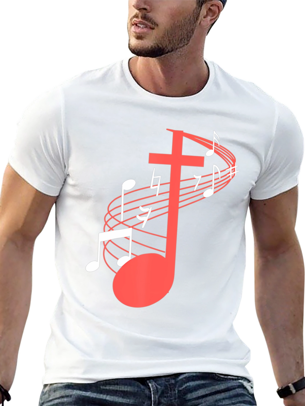 Musical Cross Graphic Tee - Black Cotton Blend