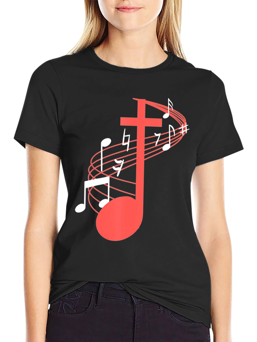 Musical Cross Graphic Tee - Black Cotton Blend