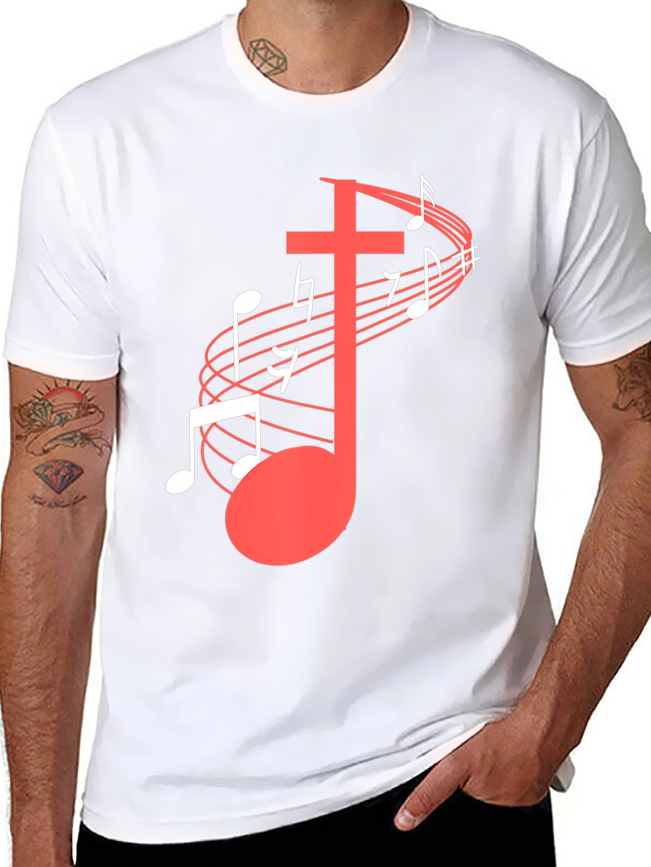 Musical Cross Graphic Tee - Black Cotton Blend