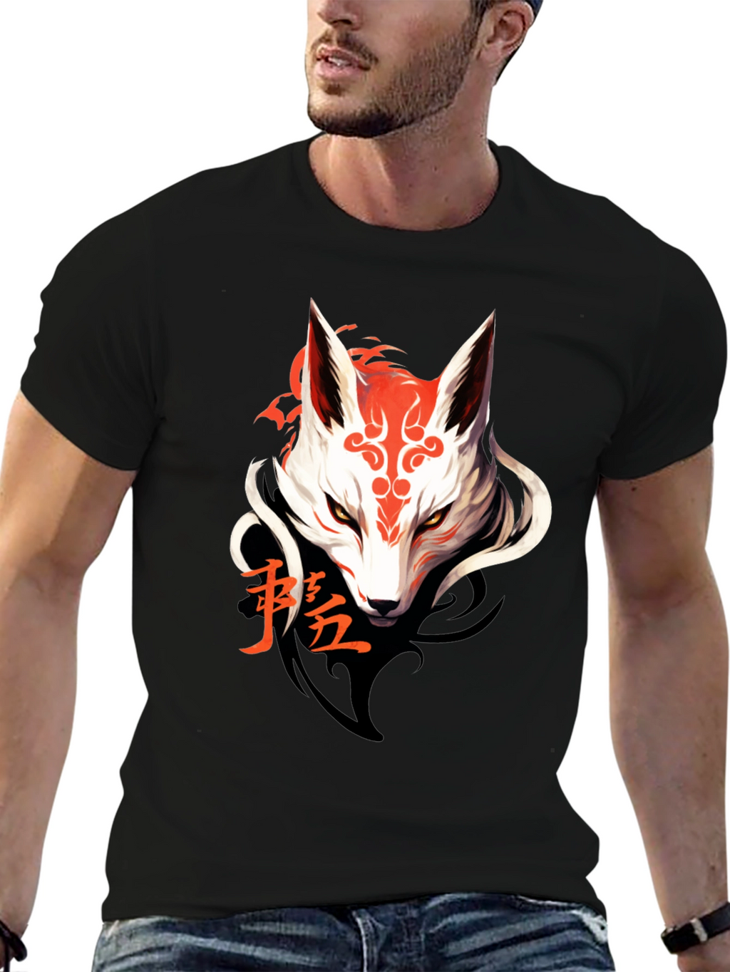 Mystic Fox Graphic Tee - Sleek Black T-Shirt