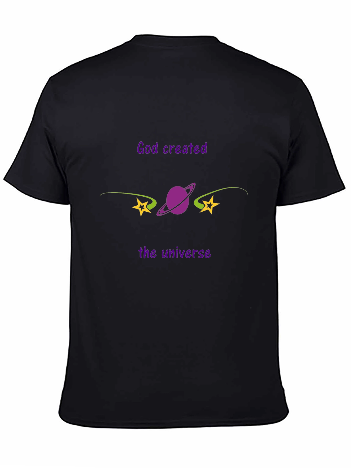 God Created the Universe Black Graphic Tee