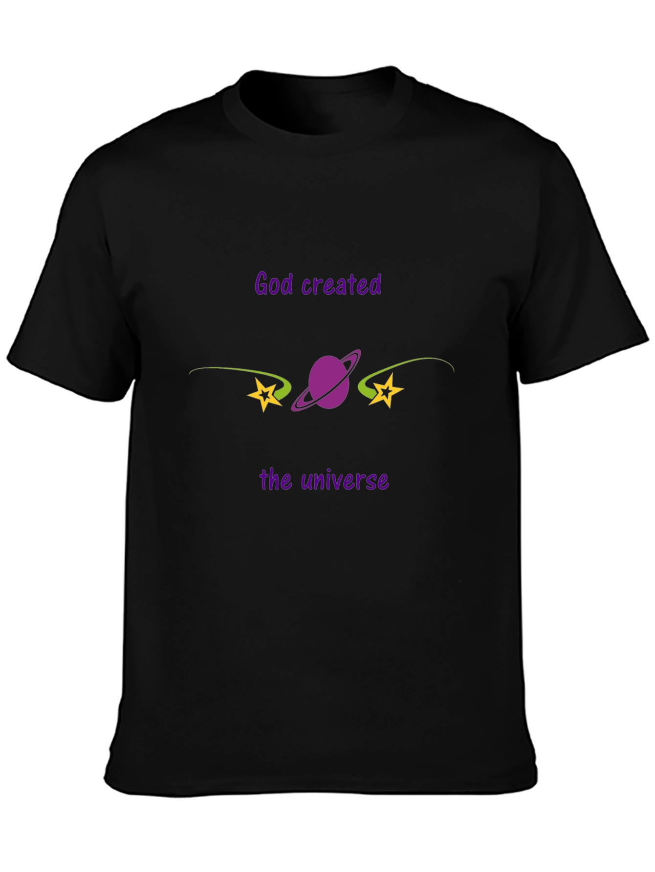 God Created the Universe Black Graphic Tee