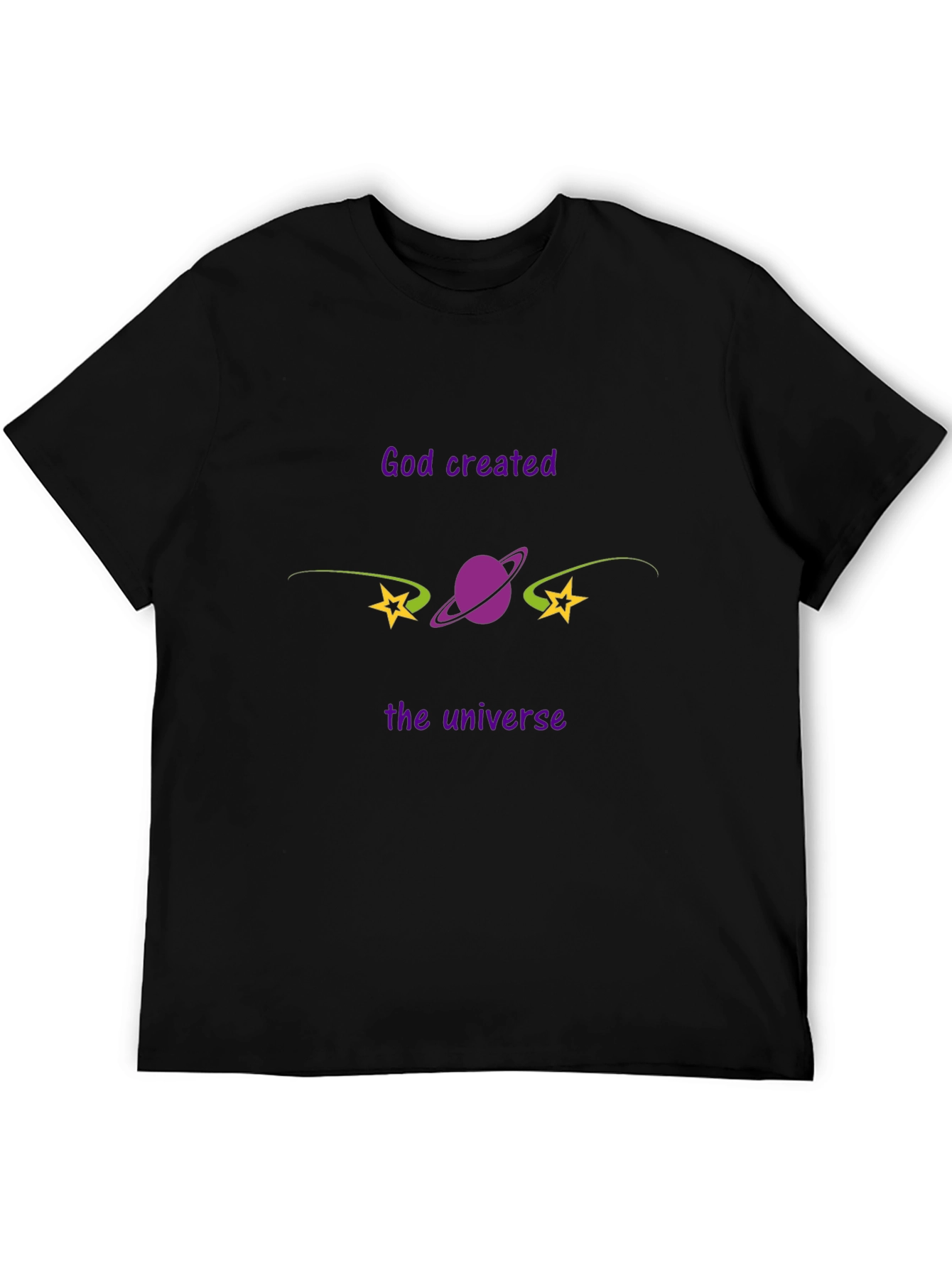 God Created the Universe Black Graphic Tee