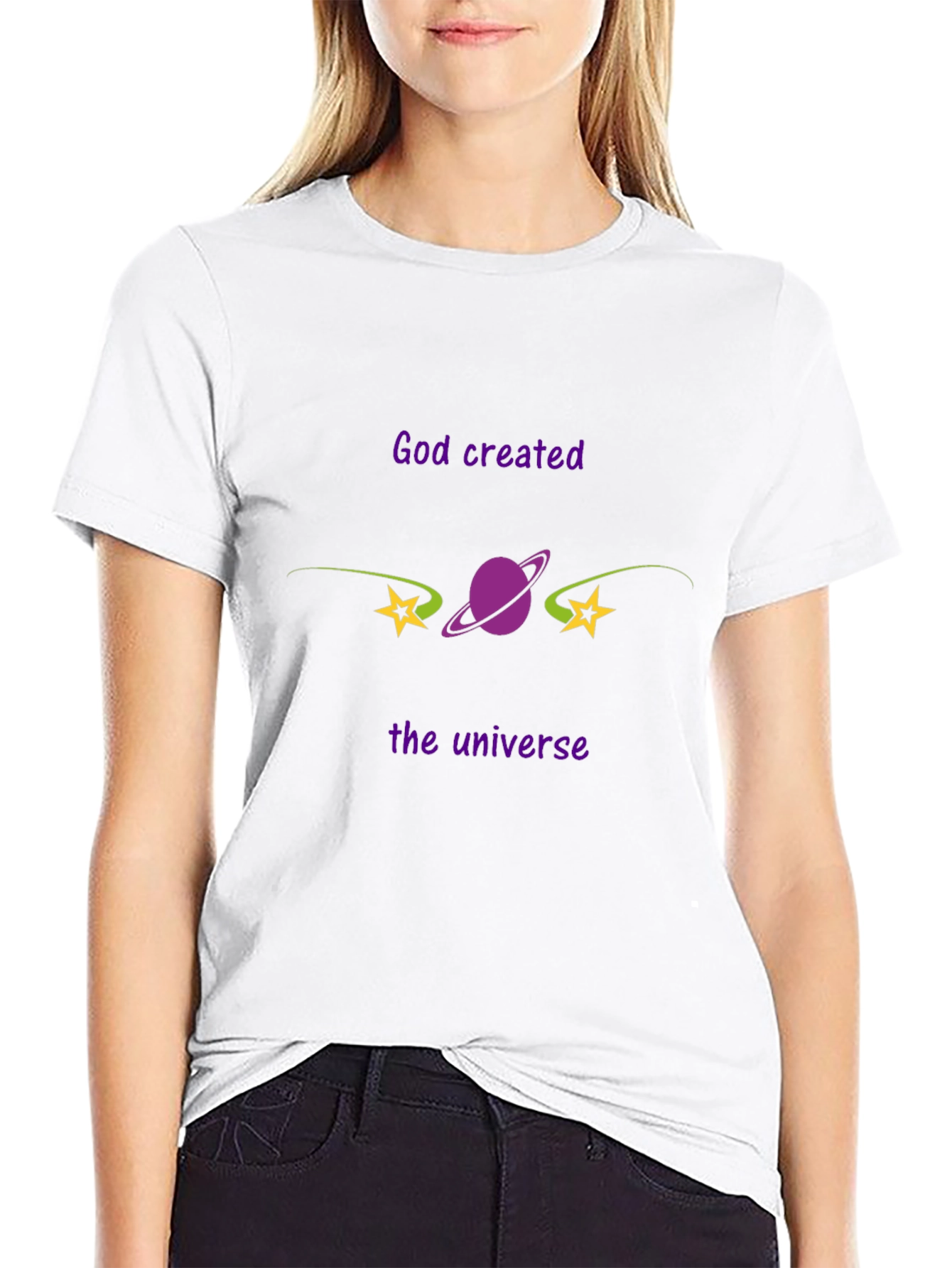 God Created the Universe Black Graphic Tee