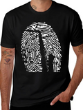 Saxophone Fingerprint Graphic Tee - Black